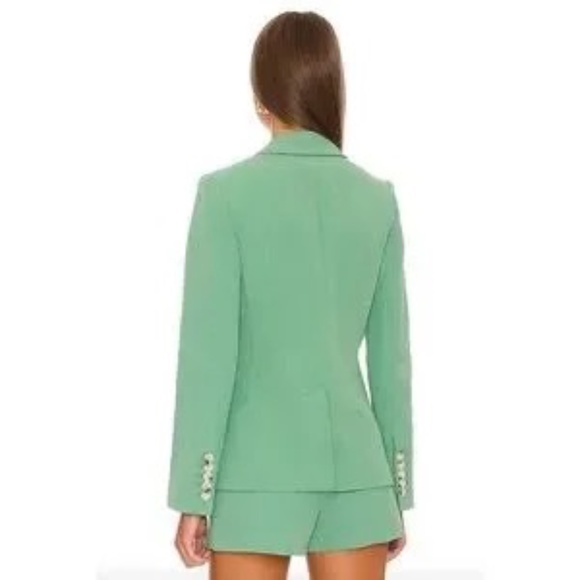 Veronica Beard Emsley double breasted blazer jacket linen blend green size 10 - Picture 11 of 12